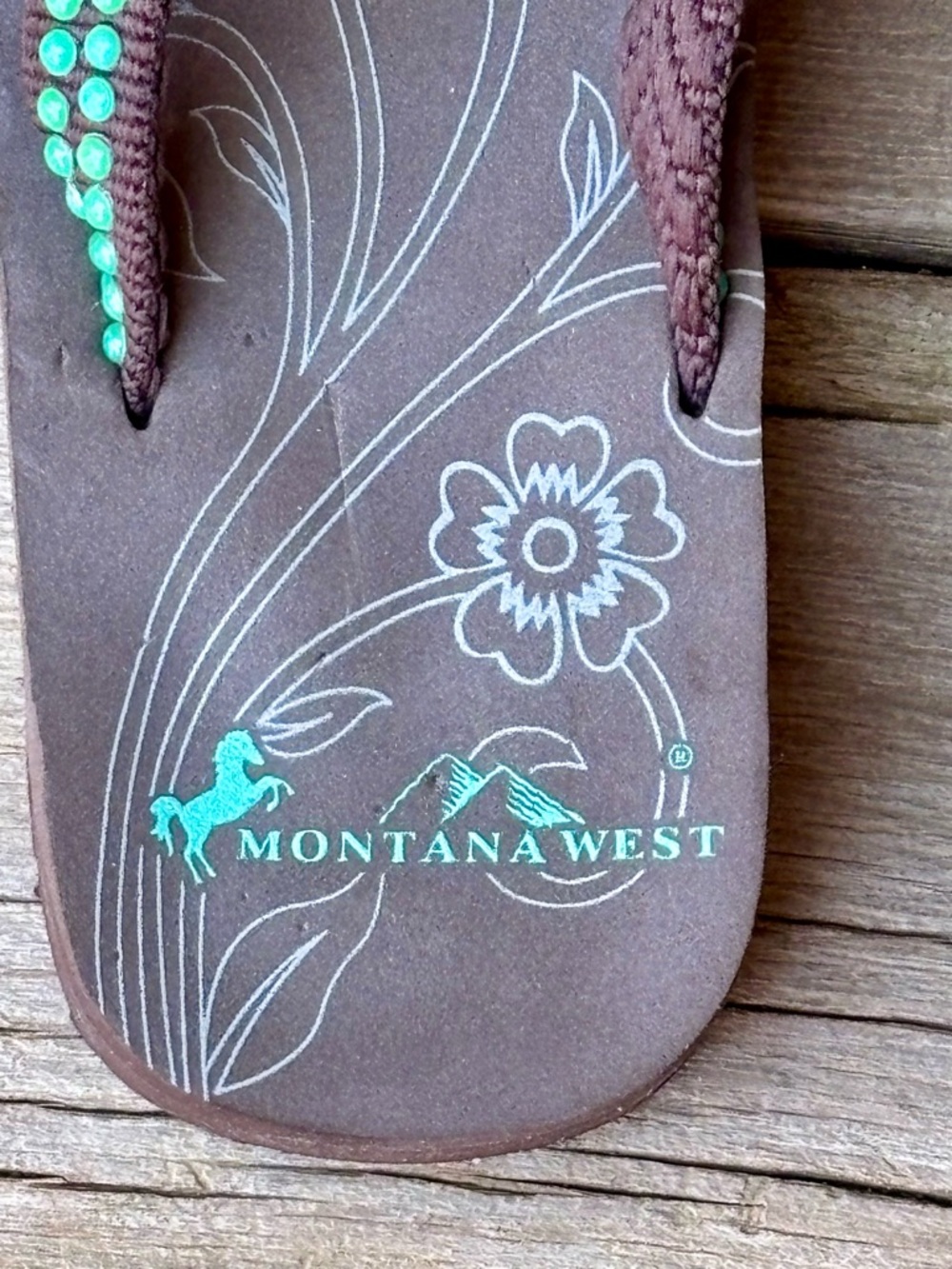 Montana West Black Turquoise Rhinestone Wedge Thong Flip Flops Sandals Sz 7 - Picture 4 of 7